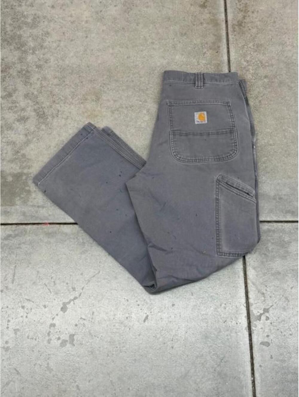 vintage carhartt faded grey relaxed baggy fit cargo pants size 34 x 30